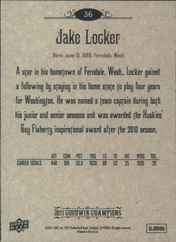 2011 Upper Deck Goodwin Champions #36 Jake Locker Back