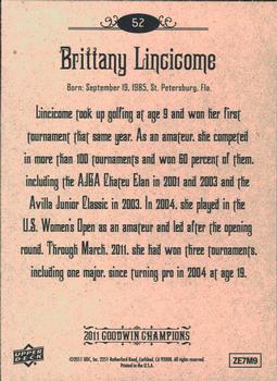 2011 Upper Deck Goodwin Champions #52 Brittany Lincicome Back