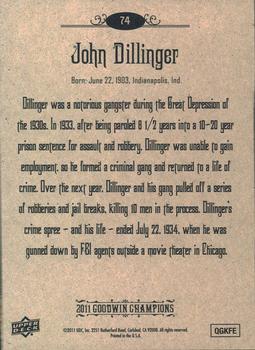 2011 Upper Deck Goodwin Champions #74 John Dillinger Back