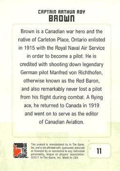 2011 In The Game Canadiana #11 Captain Arthur Roy Brown Back