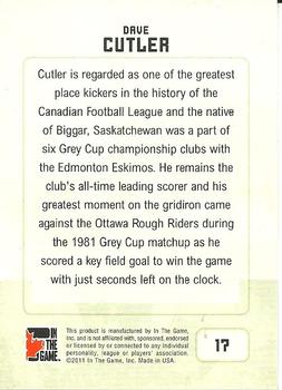 2011 In The Game Canadiana #17 Dave Cutler Back
