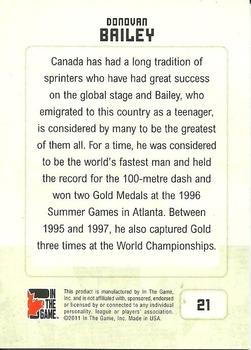 2011 In The Game Canadiana #21 Donovan Bailey Back