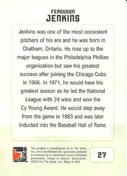 2011 In The Game Canadiana #27 Fergie Jenkins Back