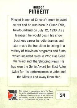 2011 In The Game Canadiana #34 Gordon Pinsent Back
