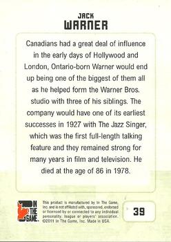 2011 In The Game Canadiana #39 Jack Warner Back
