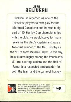 2011 In The Game Canadiana #42 Jean Beliveau Back