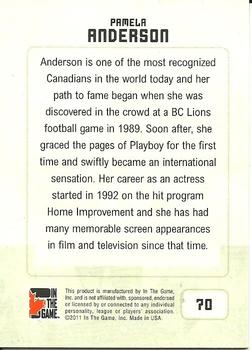2011 In The Game Canadiana #70 Pamela Anderson Back
