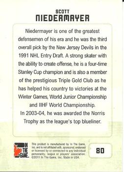 2011 In The Game Canadiana #80 Scott Niedermayer Back