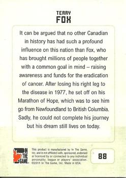 2011 In The Game Canadiana #88 Terry Fox Back