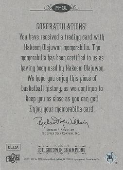 2011 Upper Deck Goodwin Champions - Memorabilia #M-OL Hakeem Olajuwon Back