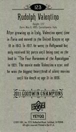 2011 Upper Deck Goodwin Champions - Mini #123 Rudolph Valentino Back