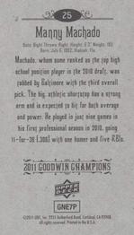 2011 Upper Deck Goodwin Champions - Mini #25 Manny Machado Back