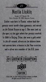 2011 Upper Deck Goodwin Champions - Mini #27 Nastia Liukin Back