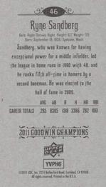 2011 Upper Deck Goodwin Champions - Mini #46 Ryne Sandberg Back