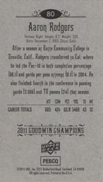 2011 Upper Deck Goodwin Champions - Mini #80 Aaron Rodgers Back