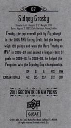 2011 Upper Deck Goodwin Champions - Mini #87 Sidney Crosby Back