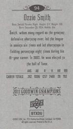 2011 Upper Deck Goodwin Champions - Mini #94 Ozzie Smith Back