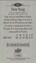 2011 Upper Deck Goodwin Champions - Mini #104 Steve Young Back