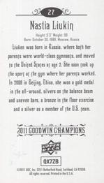 2011 Upper Deck Goodwin Champions - Mini Foil #27 Nastia Liukin Back