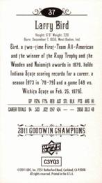 2011 Upper Deck Goodwin Champions - Mini Foil #37 Larry Bird Back