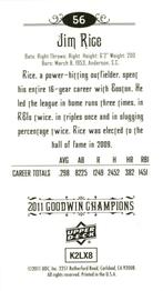 2011 Upper Deck Goodwin Champions - Mini Foil #56 Jim Rice Back