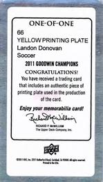 2011 Upper Deck Goodwin Champions - Mini Printing Plates Yellow #66 Landon Donovan Back