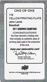 2011 Upper Deck Goodwin Champions - Mini Printing Plates Yellow #116 John Lamb Back