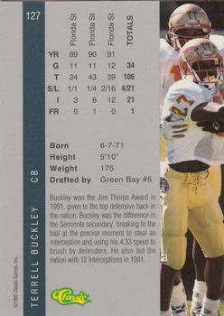 1992 Classic Four Sport - Gold #127 Terrell Buckley Back