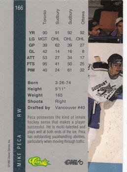 1992 Classic Four Sport - Gold #166 Mike Peca Back
