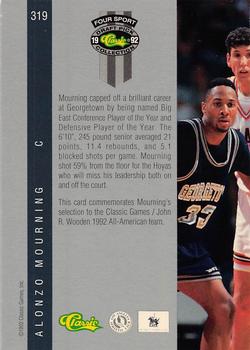 1992 Classic Four Sport - Gold #319 Alonzo Mourning Back
