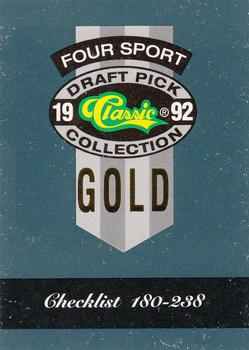 1992 Classic Four Sport - Gold #323 Checklist 4 Front