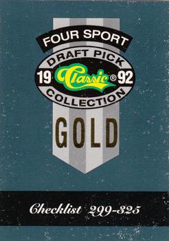 1992 Classic Four Sport - Gold #325 Checklist 6 Front