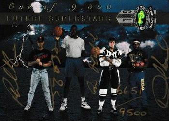 1992 Classic Four Sport - Gold #NNO Future Superstars / Phil Nevin / Shaquille O'Neal / Desmond Howard / Roman Hamrlik Front