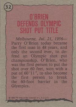 1983 Topps Greatest Olympians #32 Parry O'Brien Back