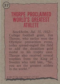 1983 Topps Greatest Olympians #37 Jim Thorpe Back
