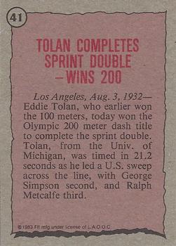 1983 Topps Greatest Olympians #41 Eddie Tolan Back