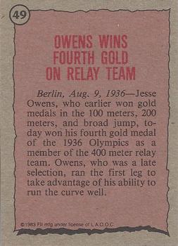 1983 Topps Greatest Olympians #49 Jesse Owens Back