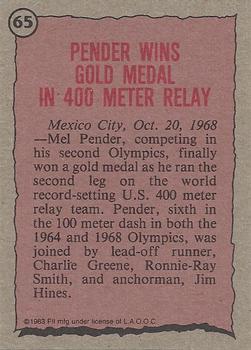 1983 Topps Greatest Olympians #65 Mel Pender Back