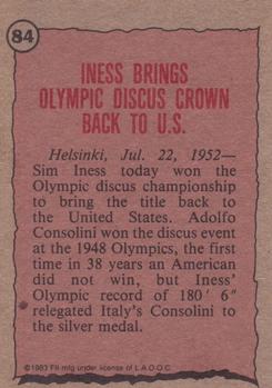1983 Topps Greatest Olympians #84 Sim Iness Back