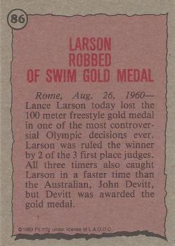 1983 Topps Greatest Olympians #86 Lance Larson Back