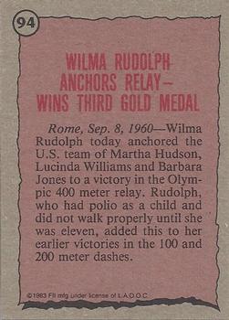 1983 Topps Greatest Olympians #94 Wilma Rudolph Back