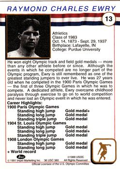 1991 Impel U.S. Olympic Hall of Fame #13 Ray Ewry Back
