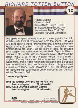 1991 Impel U.S. Olympic Hall of Fame #12 Dick Button Back