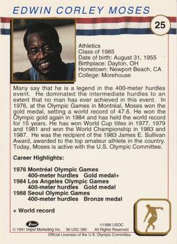 1991 Impel U.S. Olympic Hall of Fame #25 Edwin Moses Back