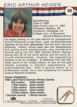 1991 Impel U.S. Olympic Hall of Fame #36 Eric Heiden Back