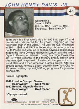 1991 Impel U.S. Olympic Hall of Fame #41 John Davis Back