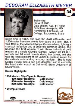 1991 Impel U.S. Olympic Hall of Fame #34 Debbie Meyer Back