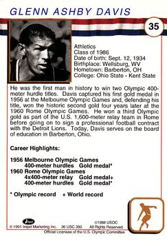 1991 Impel U.S. Olympic Hall of Fame #35 Glenn Davis Back