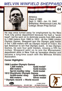 1991 Impel U.S. Olympic Hall of Fame #44 Mel Sheppard Back