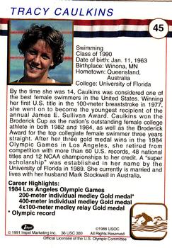 1991 Impel U.S. Olympic Hall of Fame #45 Tracy Caulkins Back